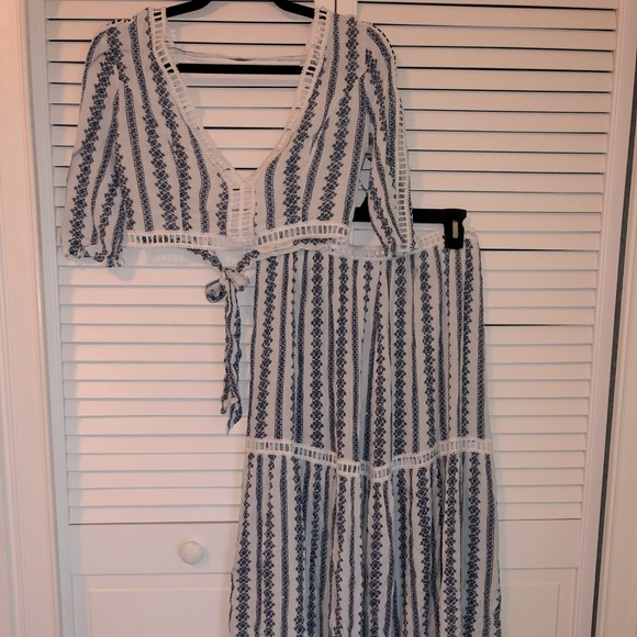 NWOT American Threads Two Piece Crop Top and Maxi Skirt Set - Picture 1 of 8